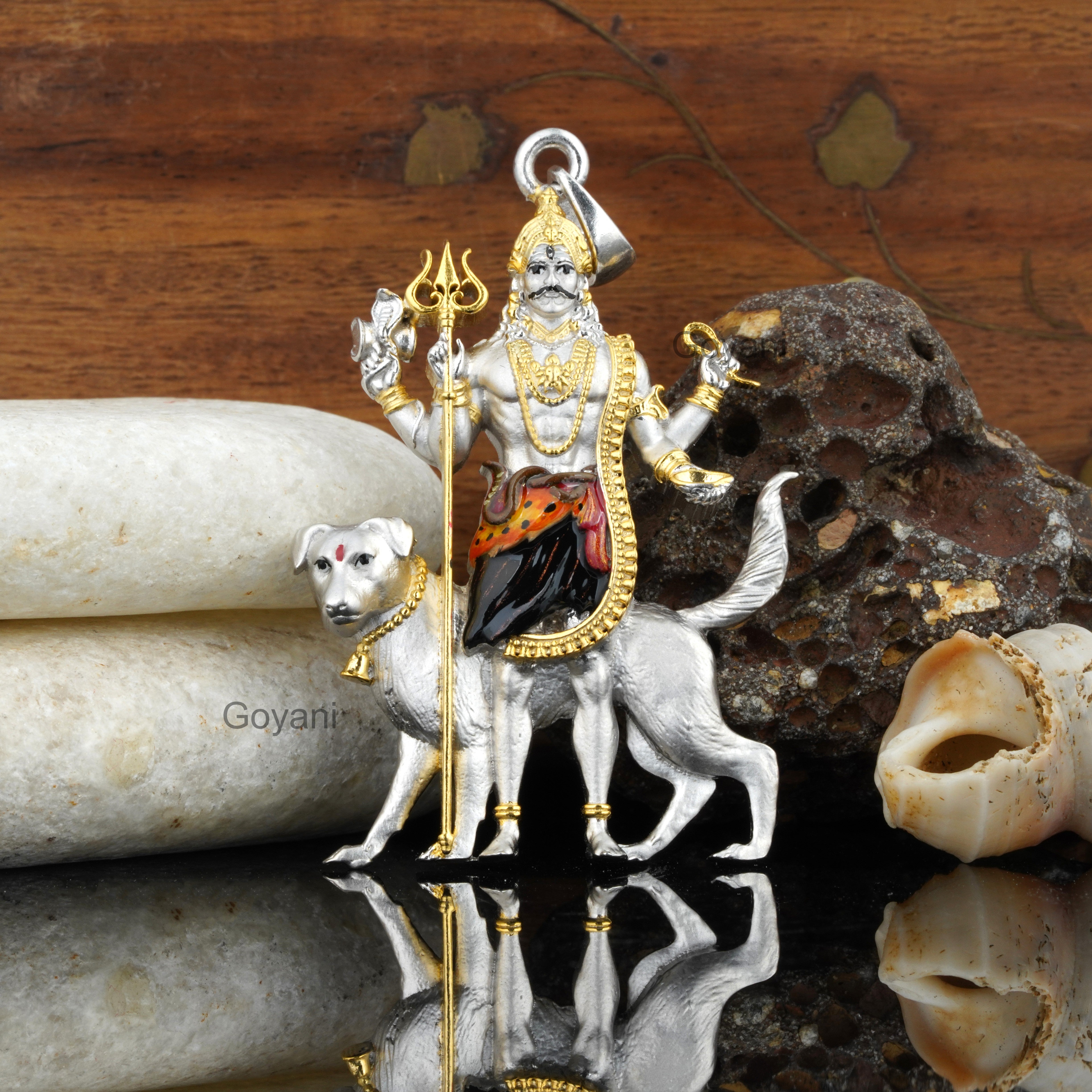 925 Silver Kaal Bhairav Pendant | Intricate Mina Work | Handmade Sterling Silver Bhairava Jewelry | Powerful Spiritual Amulet for Protection