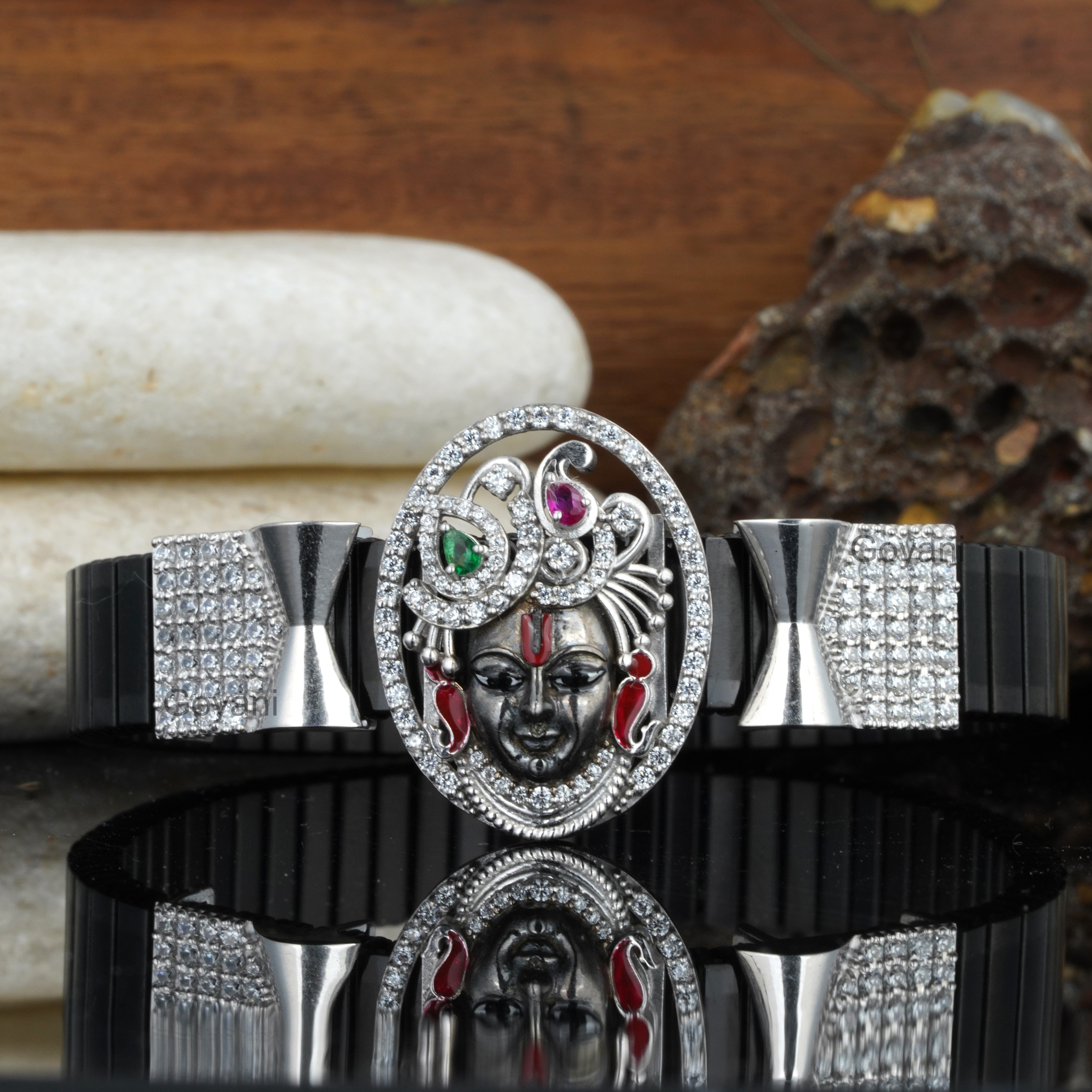 925 Silver Shreenathji Bracelet – Divine Nathdwara Krishna Jewelry