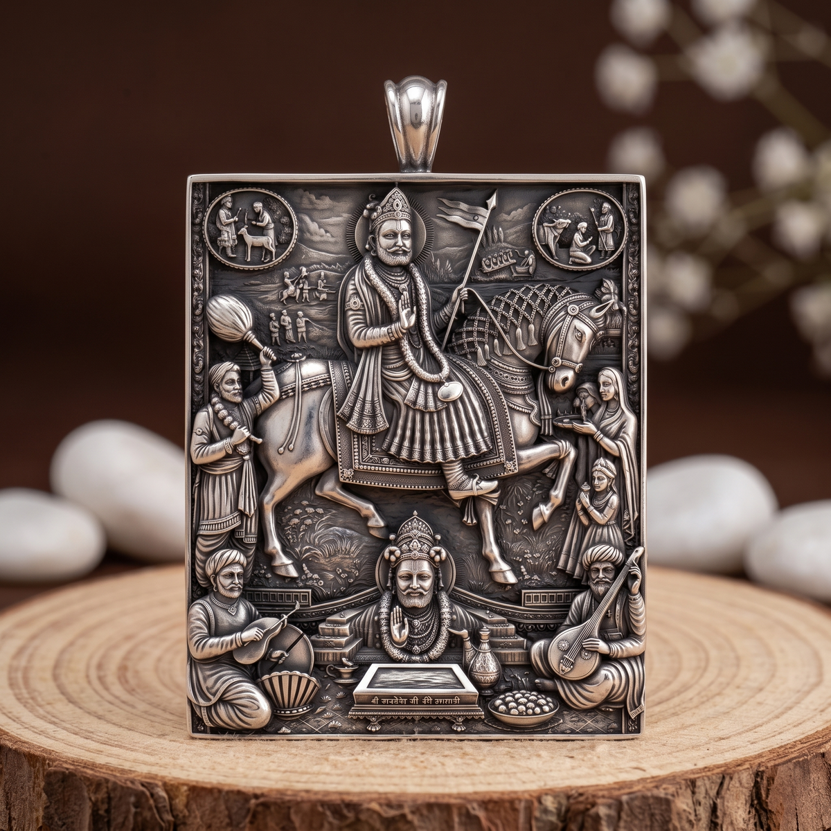 Baba Ramdevji 925 silver Ramdev Pir horse pendant