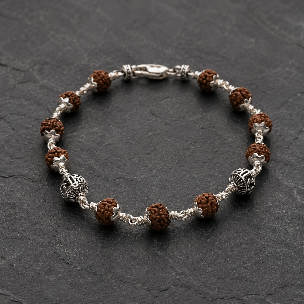Close-up of Jai Shri Ram devotional bead in 925 sterling silver