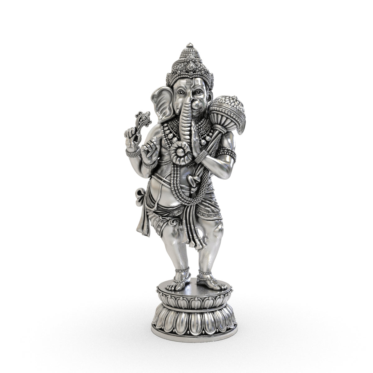 925 Sterling Silver Aadhyantha Prabhu Idol featuring Half Lord Ganesha and Half Lord Hanuman with an antique oxidized finish