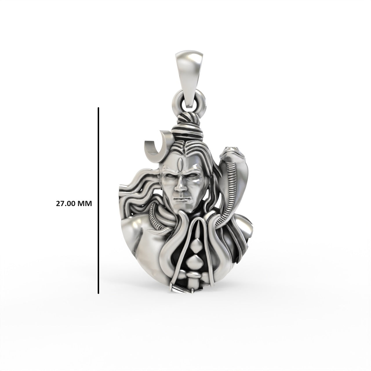 Silver Mahadev Face Pendant