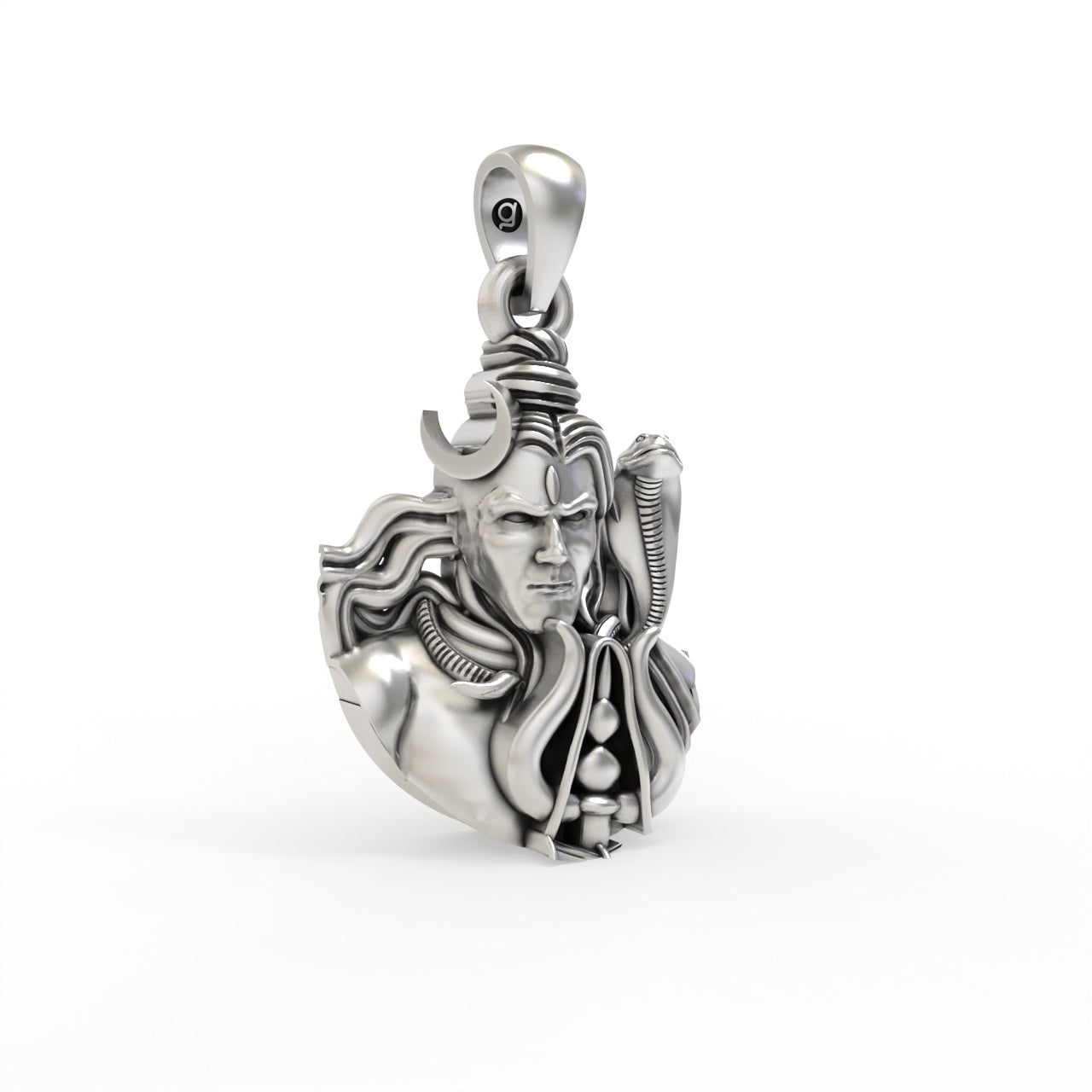 Silver Mahadev Face Pendant