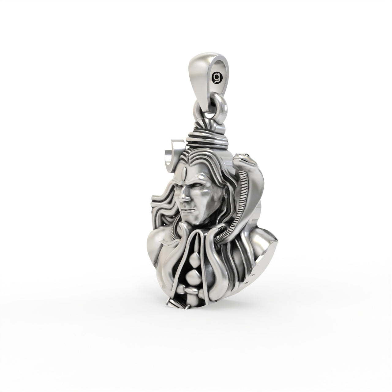 Silver Mahadev Face Pendant