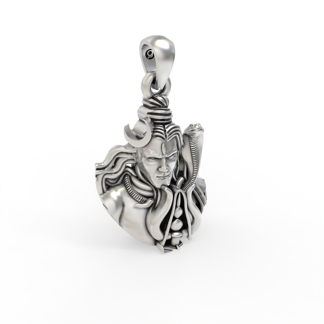 Silver Mahadev Face Pendant