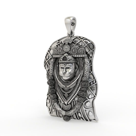 925 Sterling Silver Bhurakhiya Hanuman Pendant