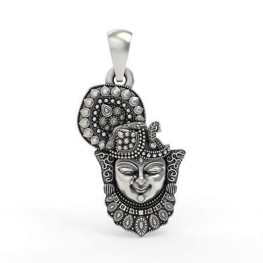 Silver Shrinathji Face Pendant