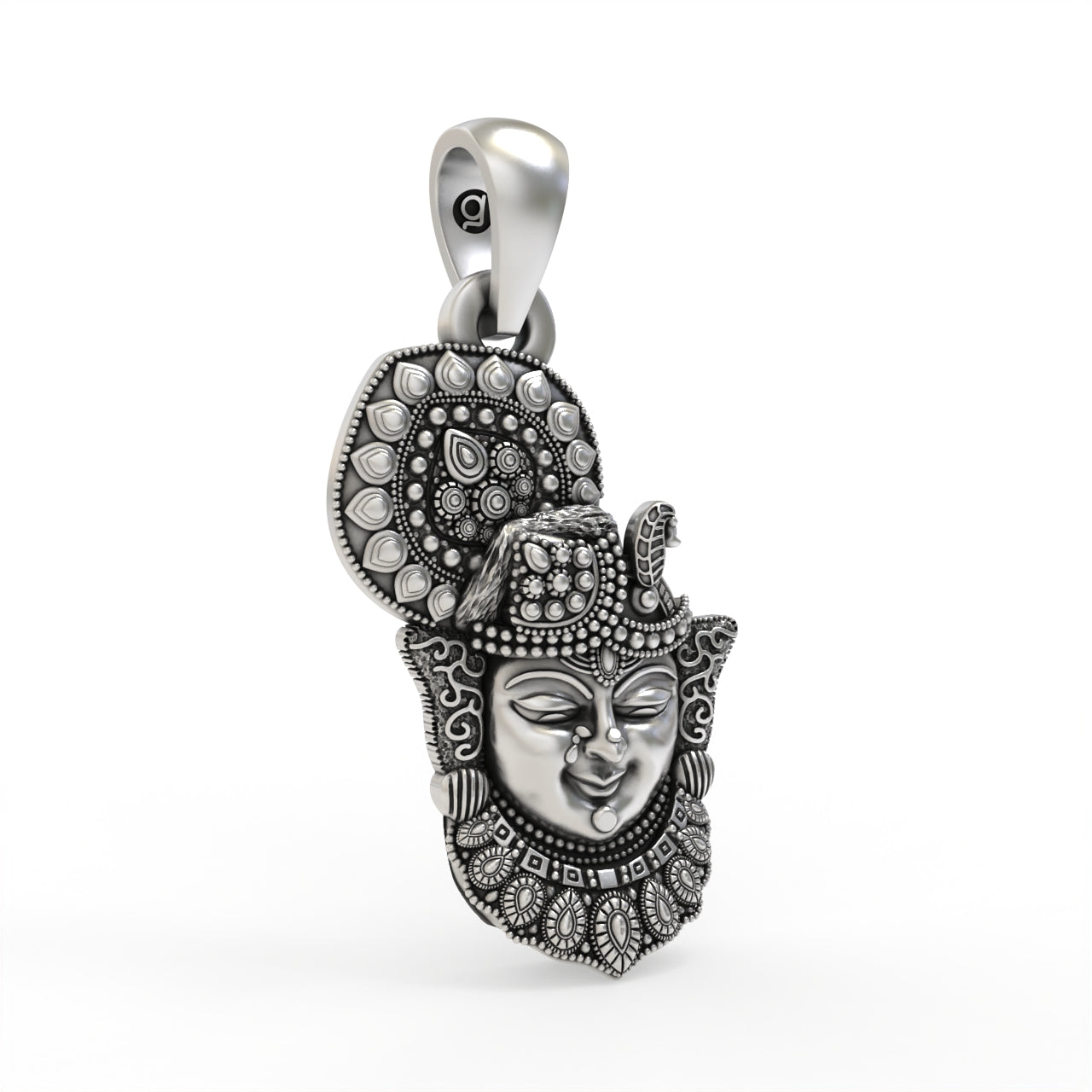 Silver Shrinathji Face Pendant