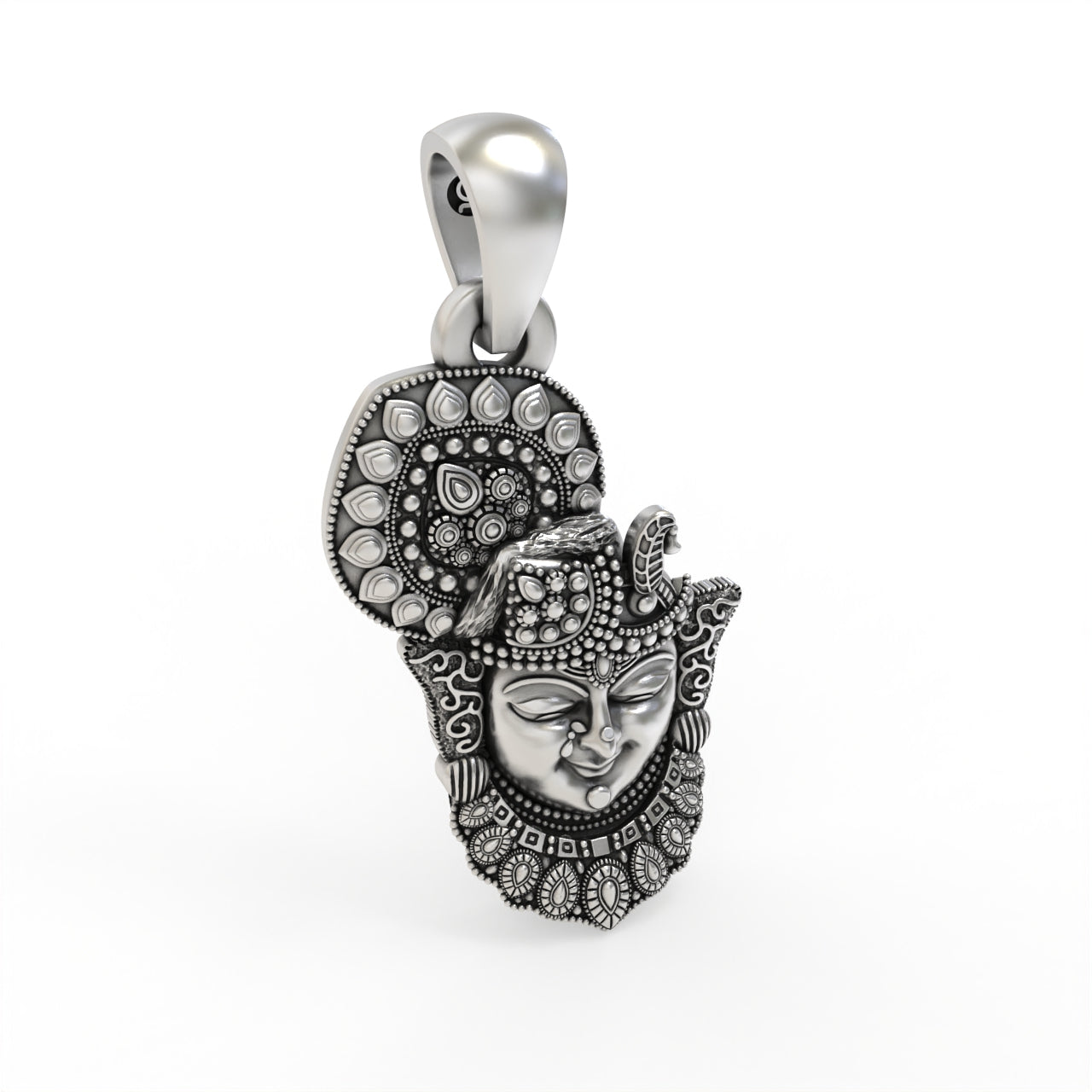 Silver Shrinathji Face Pendant