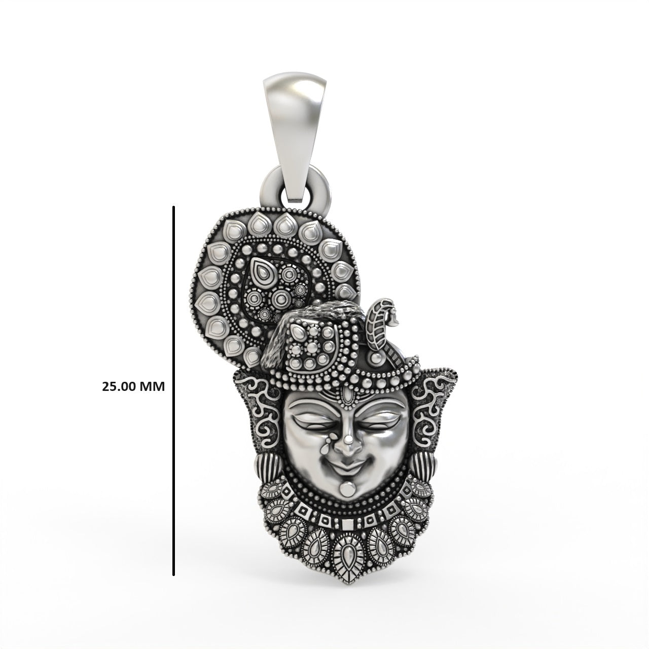 Silver Shrinathji Face Pendant