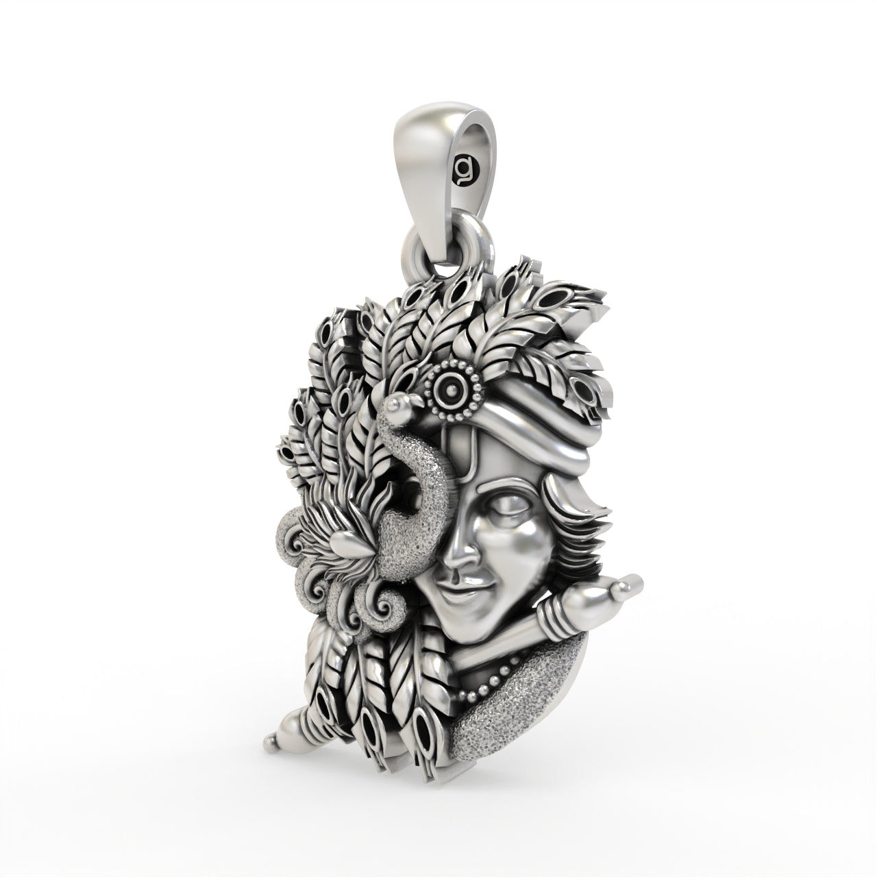 Silver Peacock With Krishna Pendant