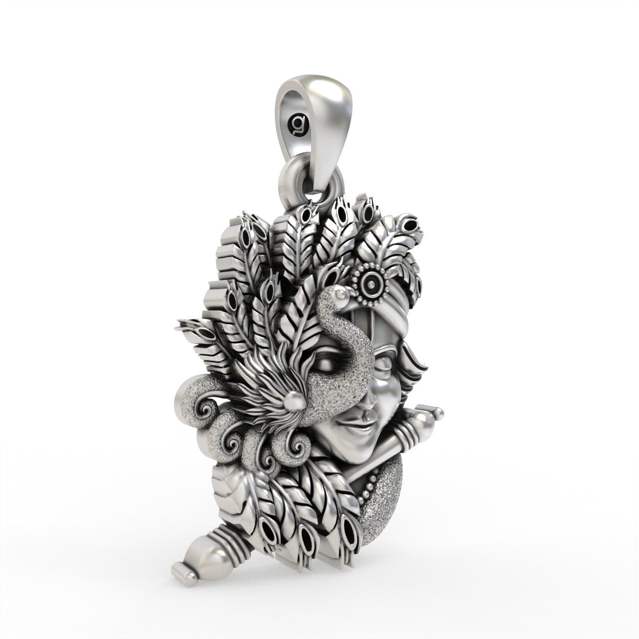 Silver Peacock With Krishna Pendant