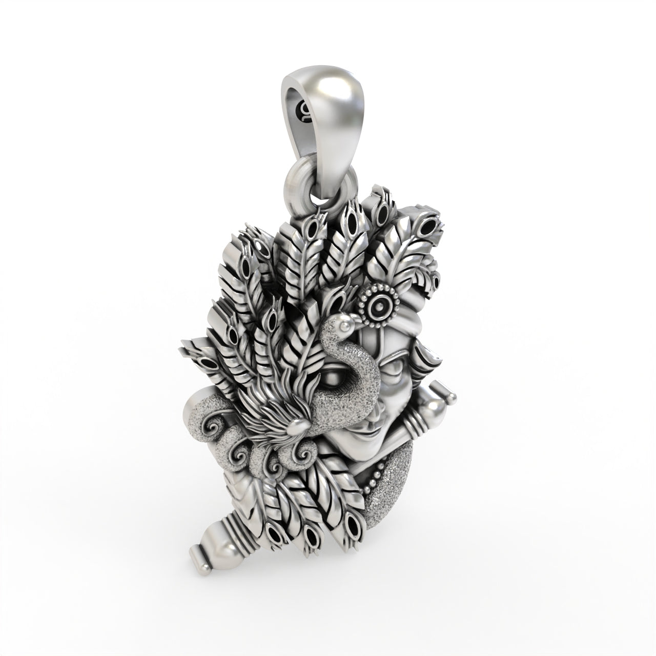 Silver Peacock With Krishna Pendant