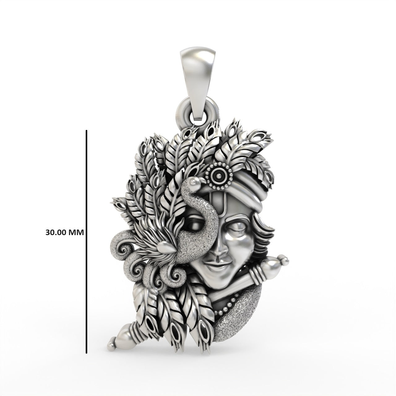 Silver Peacock With Krishna Pendant