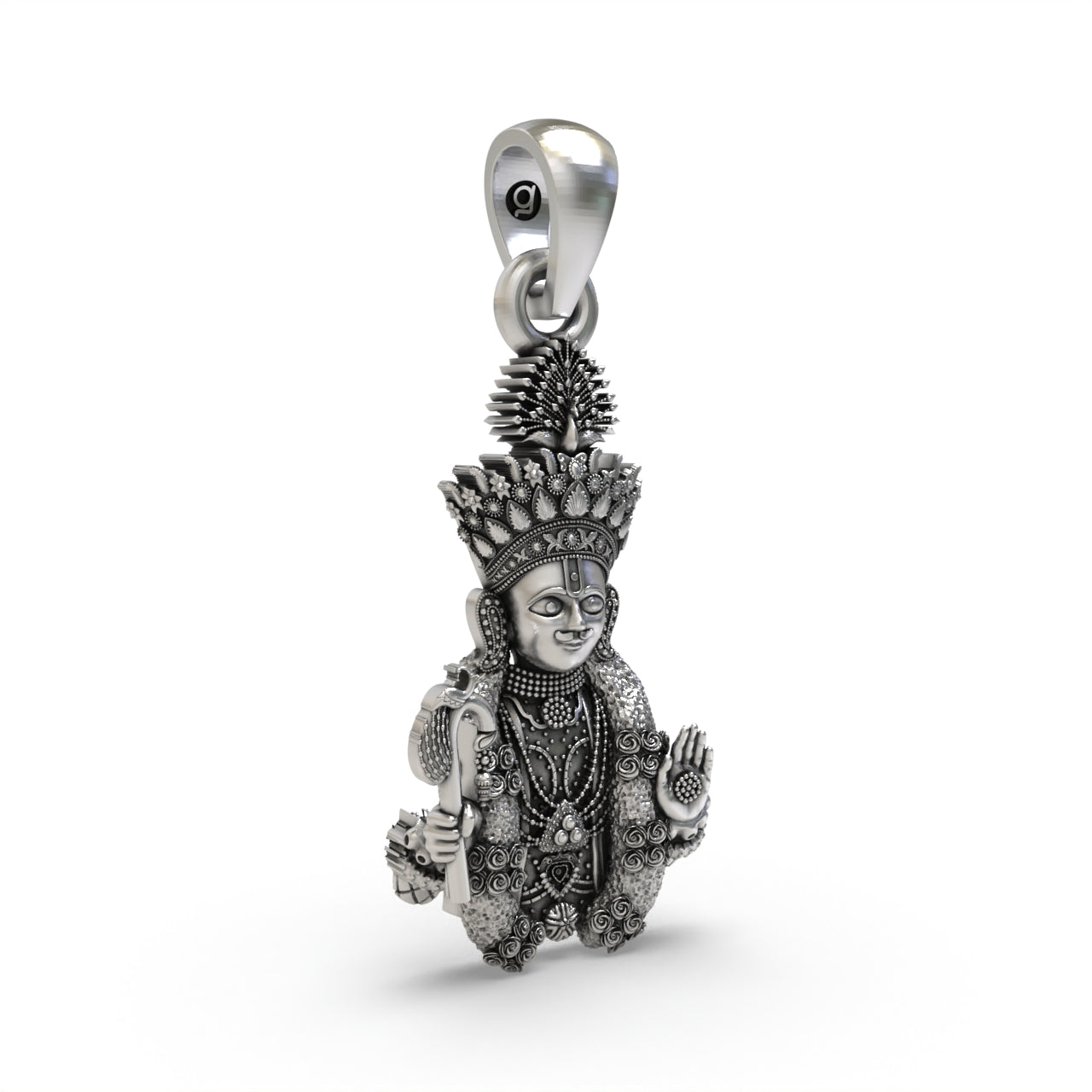 Silver Hari krishna Maharaj Pendant