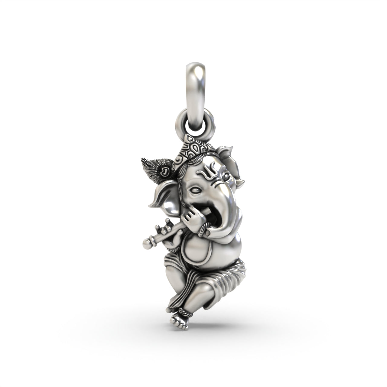 Silver Krishna Style Ganesh Pendant