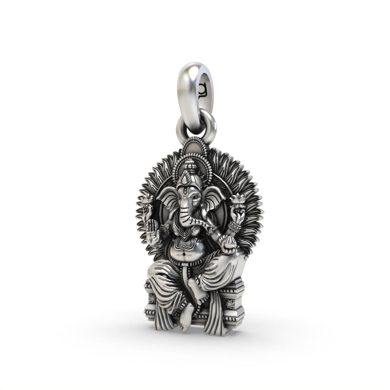 The Royal Seat: 925 Silver Ganeshji in Singhasan Pendant