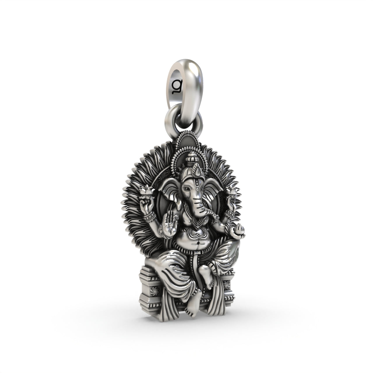 The Royal Seat: 925 Silver Ganeshji in Singhasan Pendant