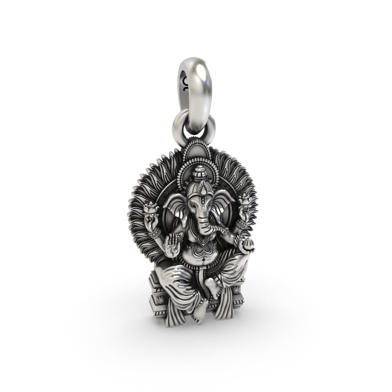 The Royal Seat: 925 Silver Ganeshji in Singhasan Pendant