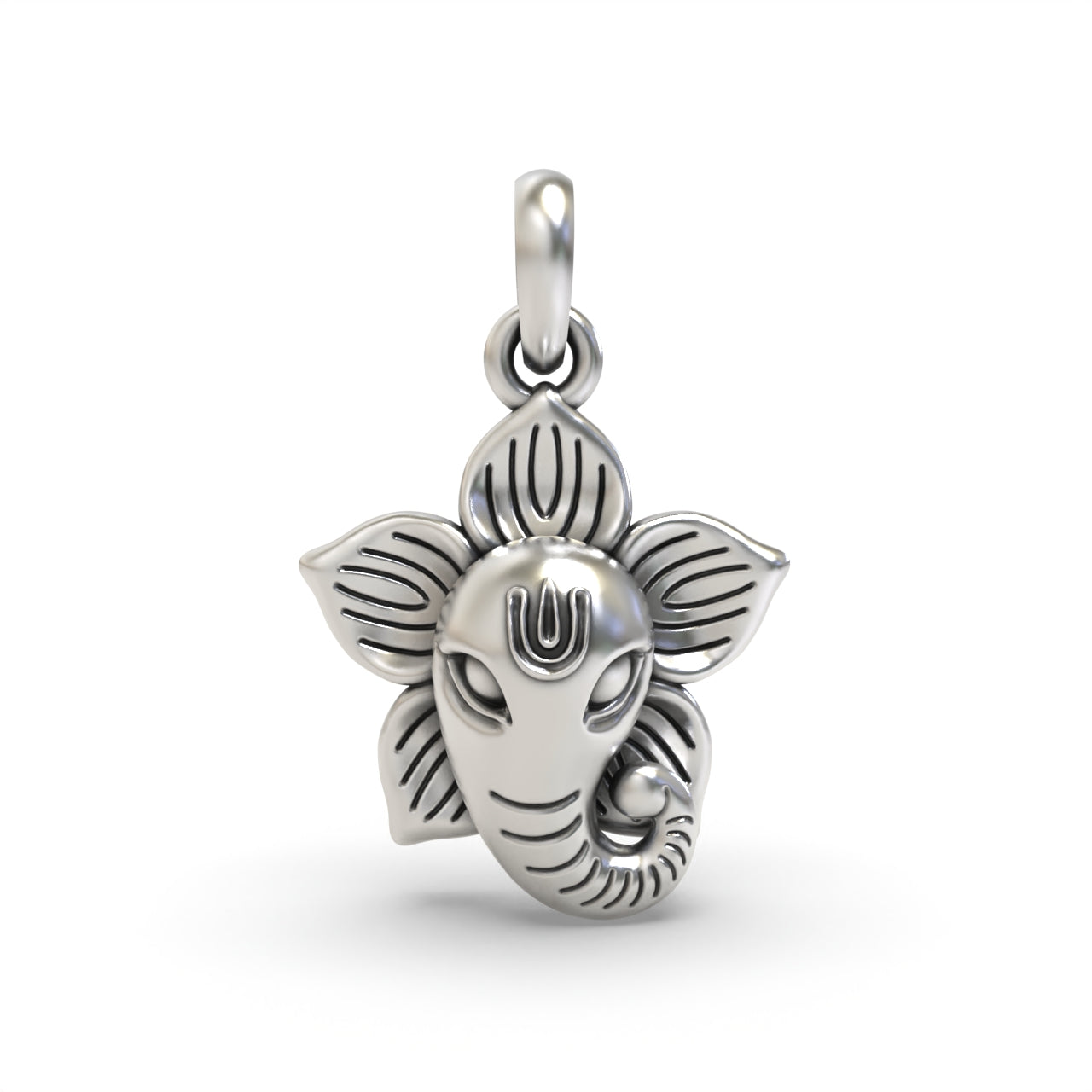 Silver Flower Ganesh Face pendant