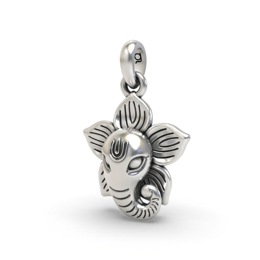 Silver Flower Ganesh Face pendant