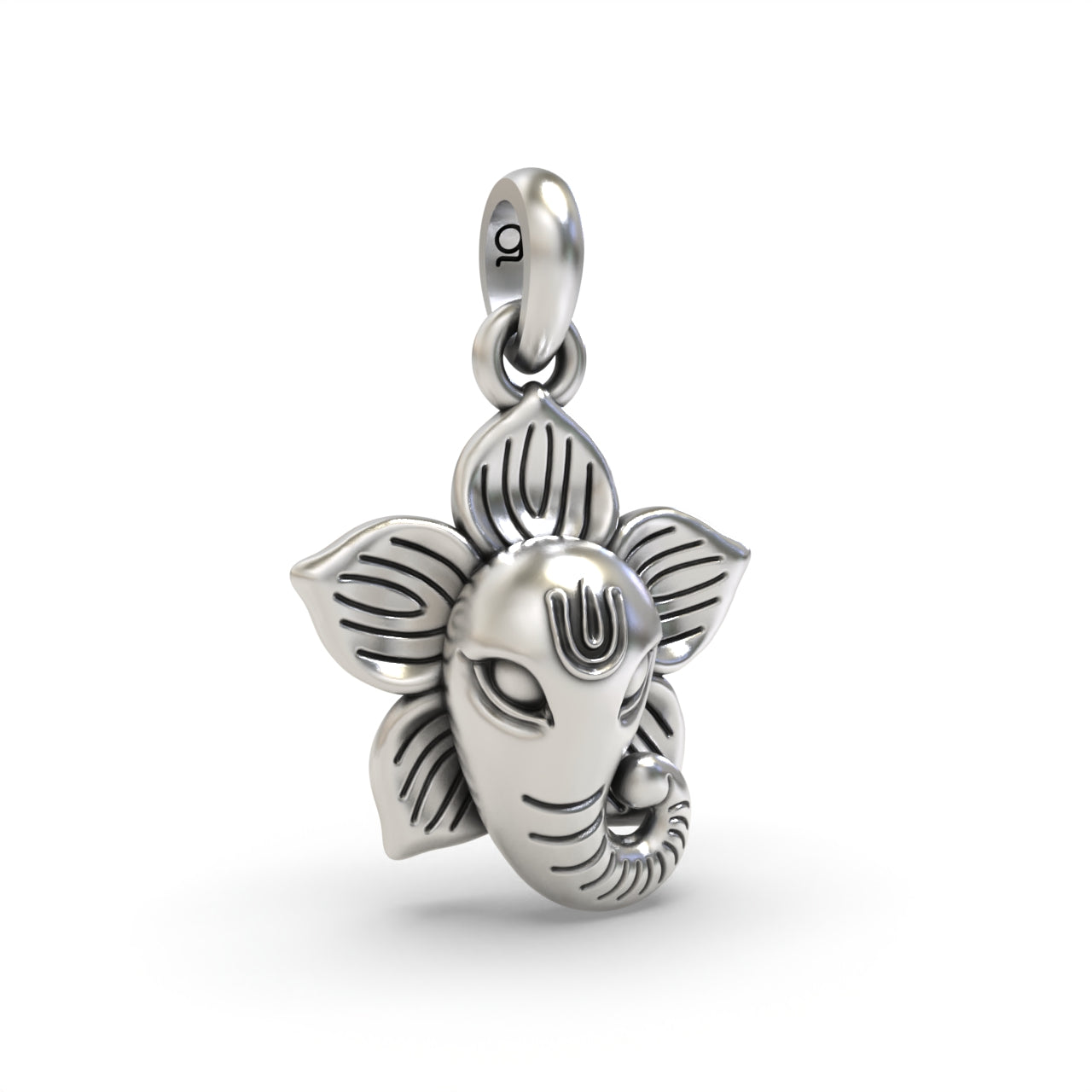 Silver Flower Ganesh Face pendant