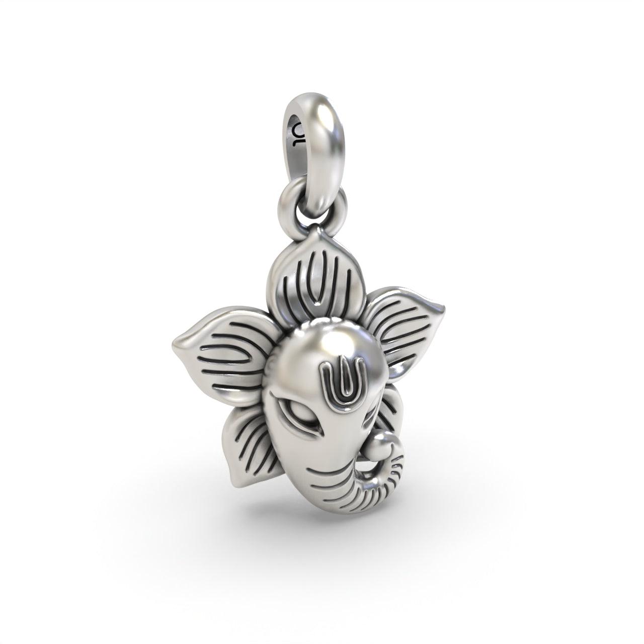 Silver Flower Ganesh Face pendant