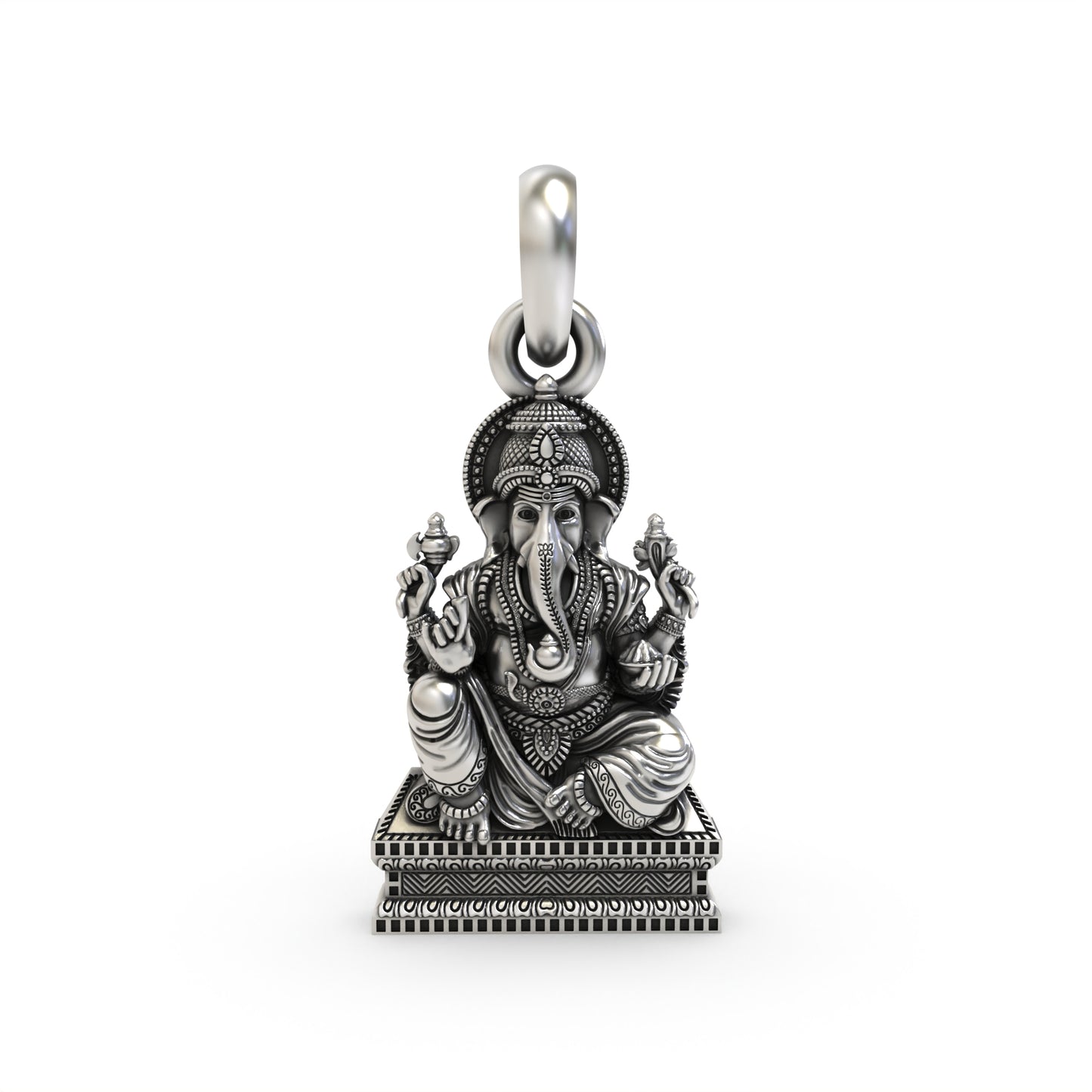 Silver Chaturbhuj Ganpati Pendant