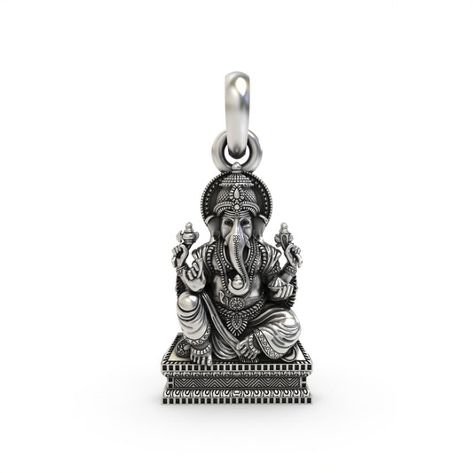 Silver Chaturbhuj Ganpati Pendant