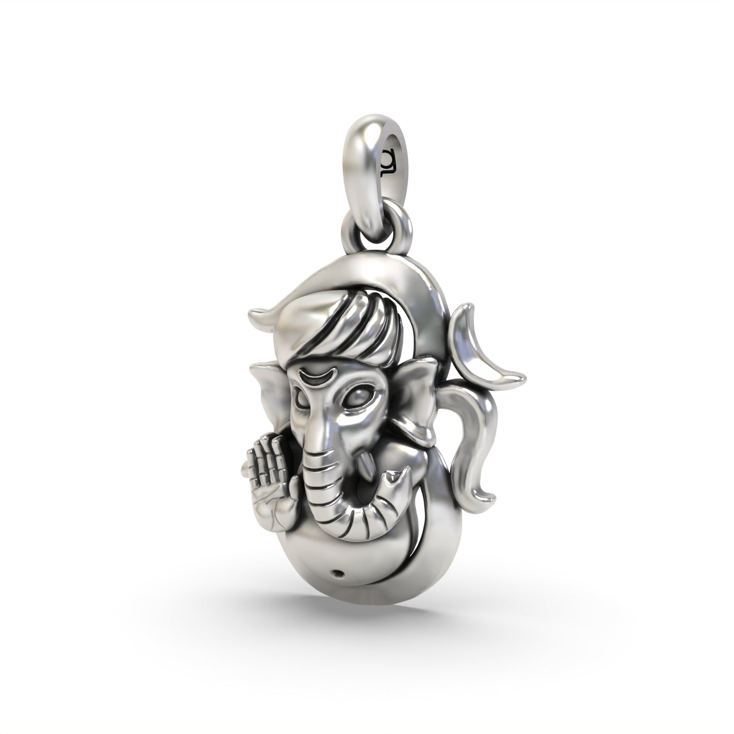 Silver Om and ganpati Pendant