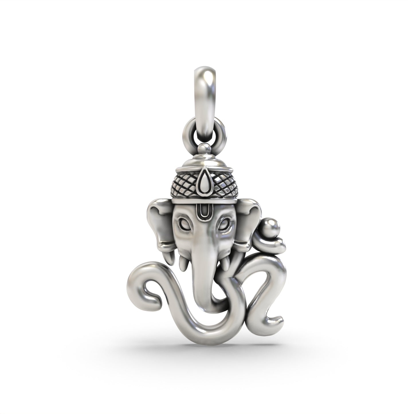 Silver OM with Ganesh face Pendant