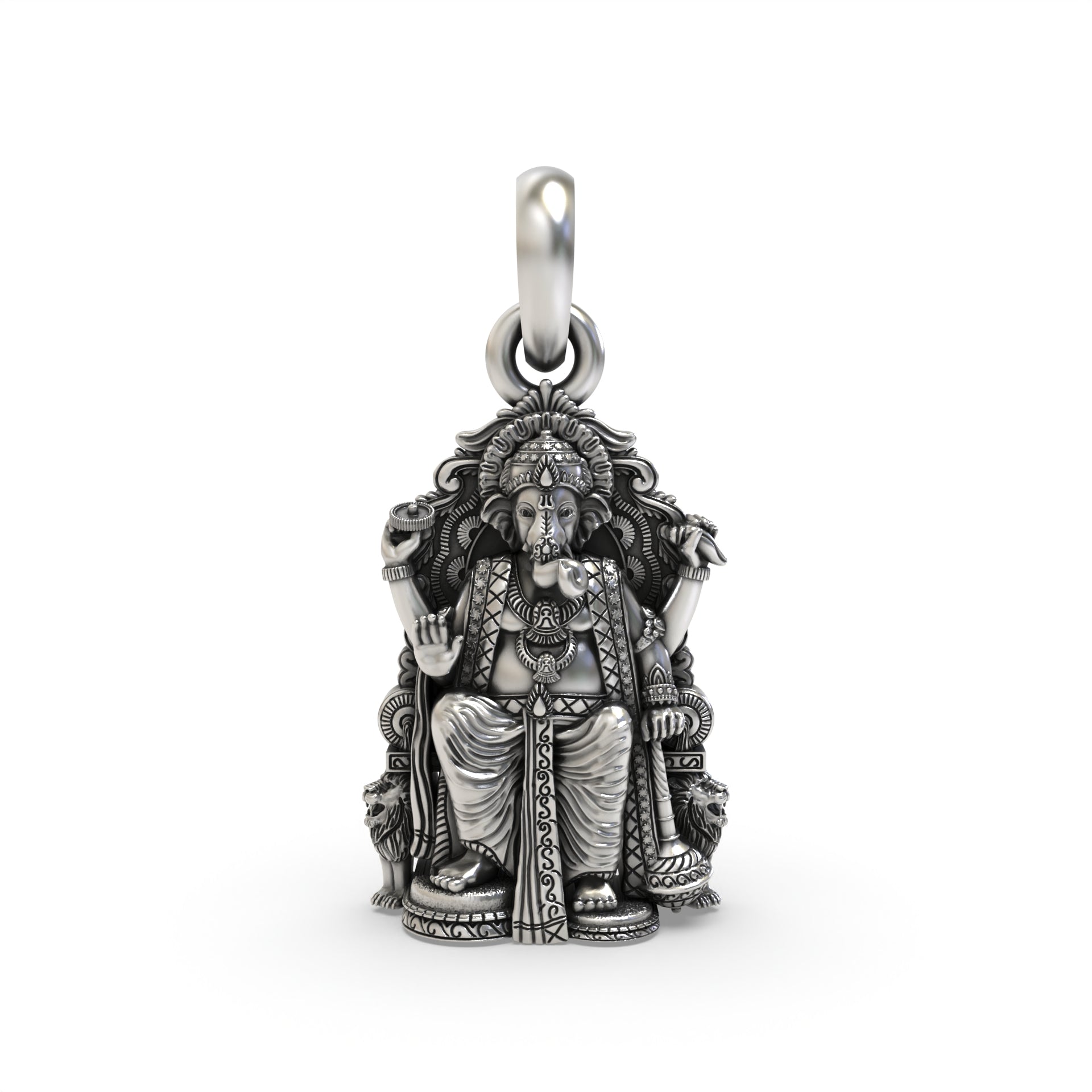 Silver Lal Bagh Ka Raja Ganesh Pendant