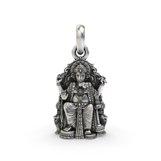 Silver Lal Bagh Ka Raja Ganesh Pendant