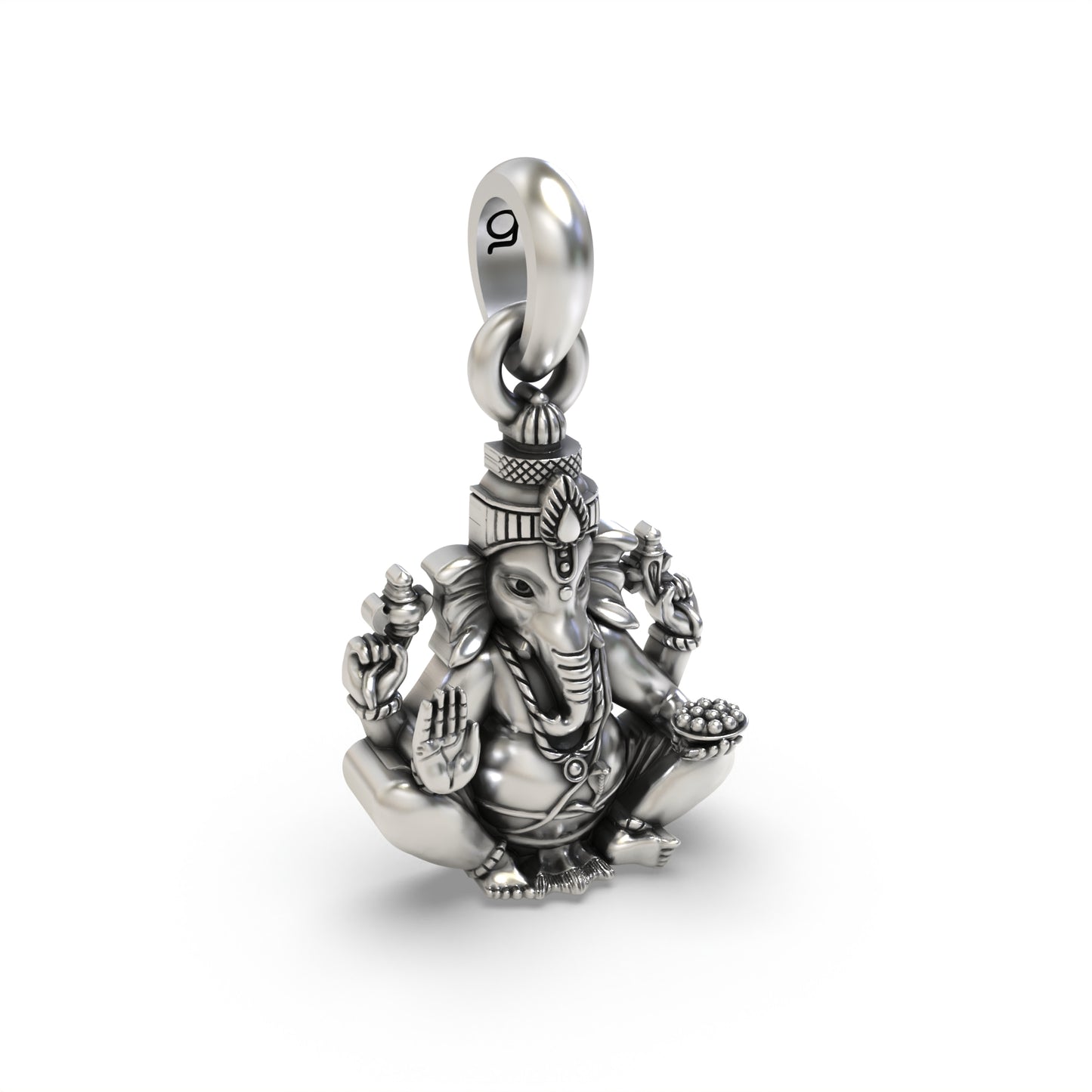 Small Sitting Ganesha Silver Pendant