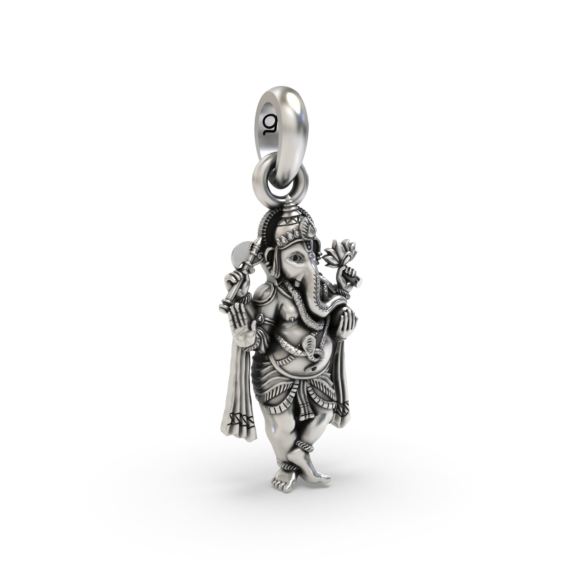 Silver Chaturbhuj Standing Ganesha Pendant