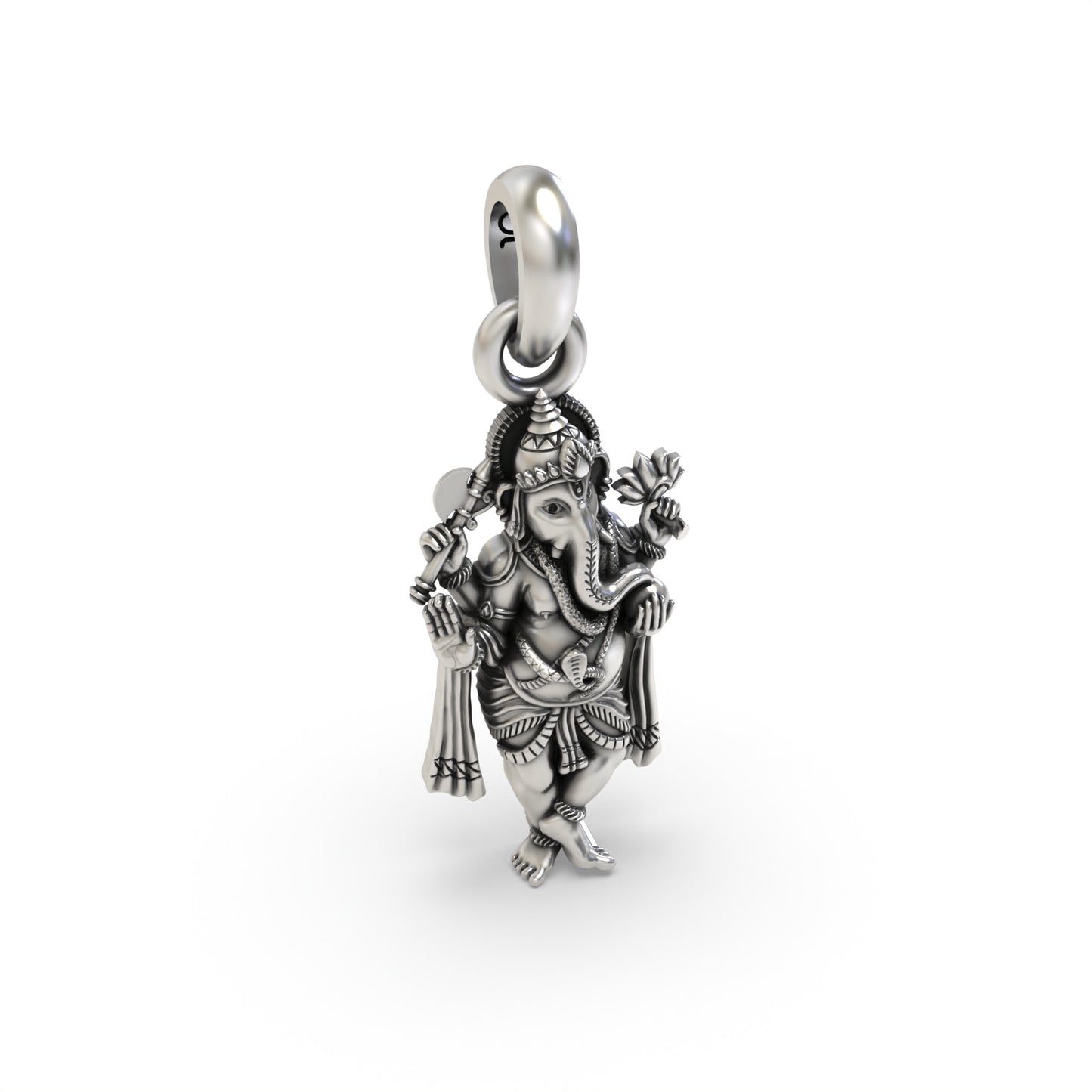 Silver Chaturbhuj Standing Ganesha Pendant