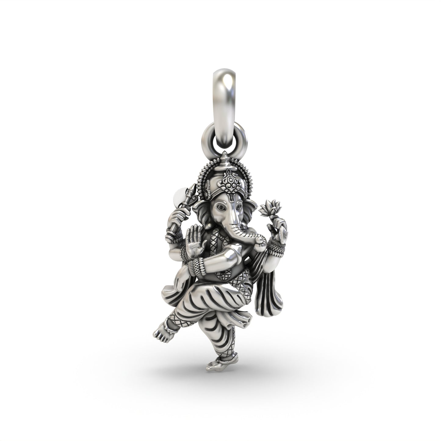 Silver Dancing Ganesha Pendant