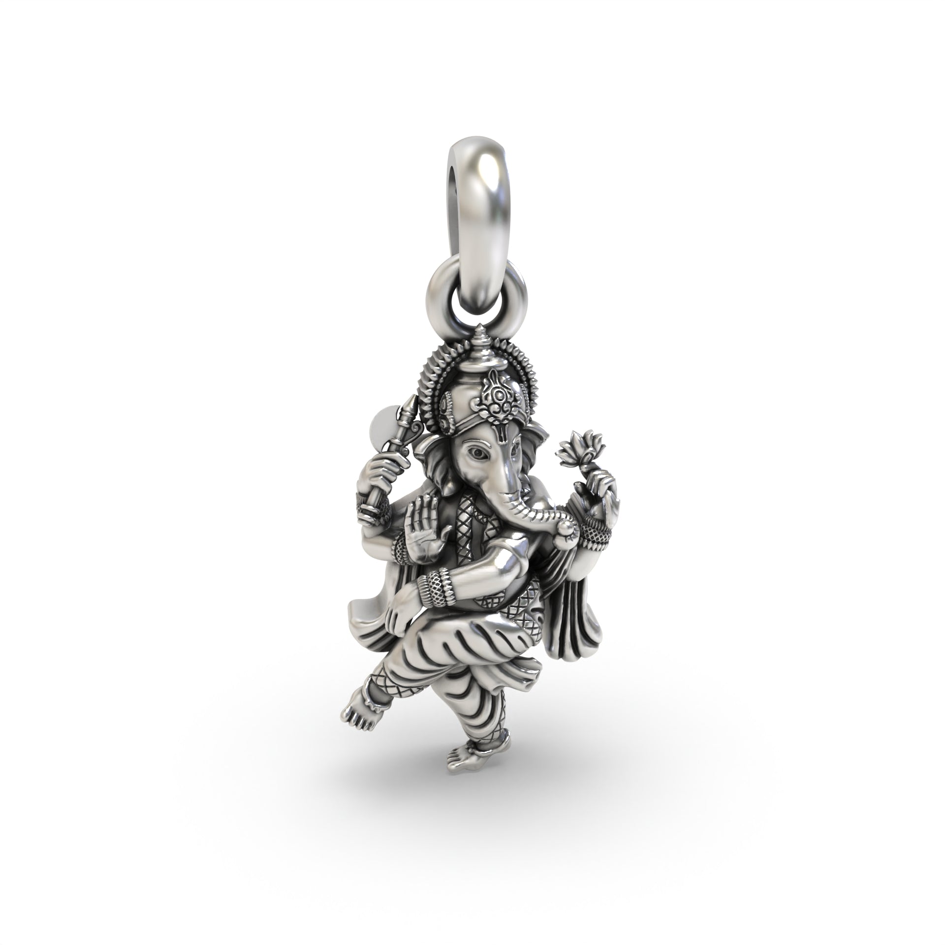 Silver Dancing Ganesha Pendant