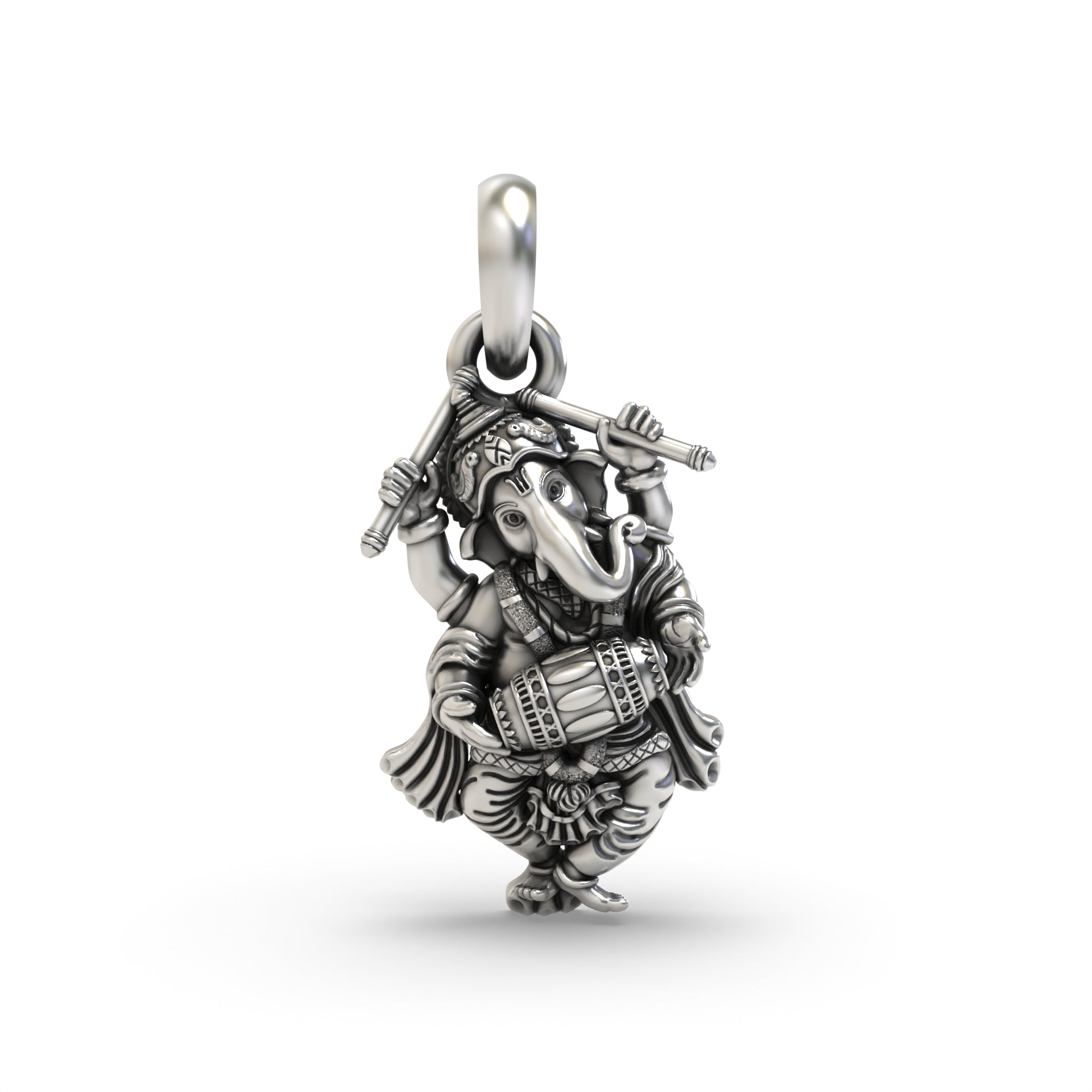 Lord Ganesha Dancing Silver Pendant