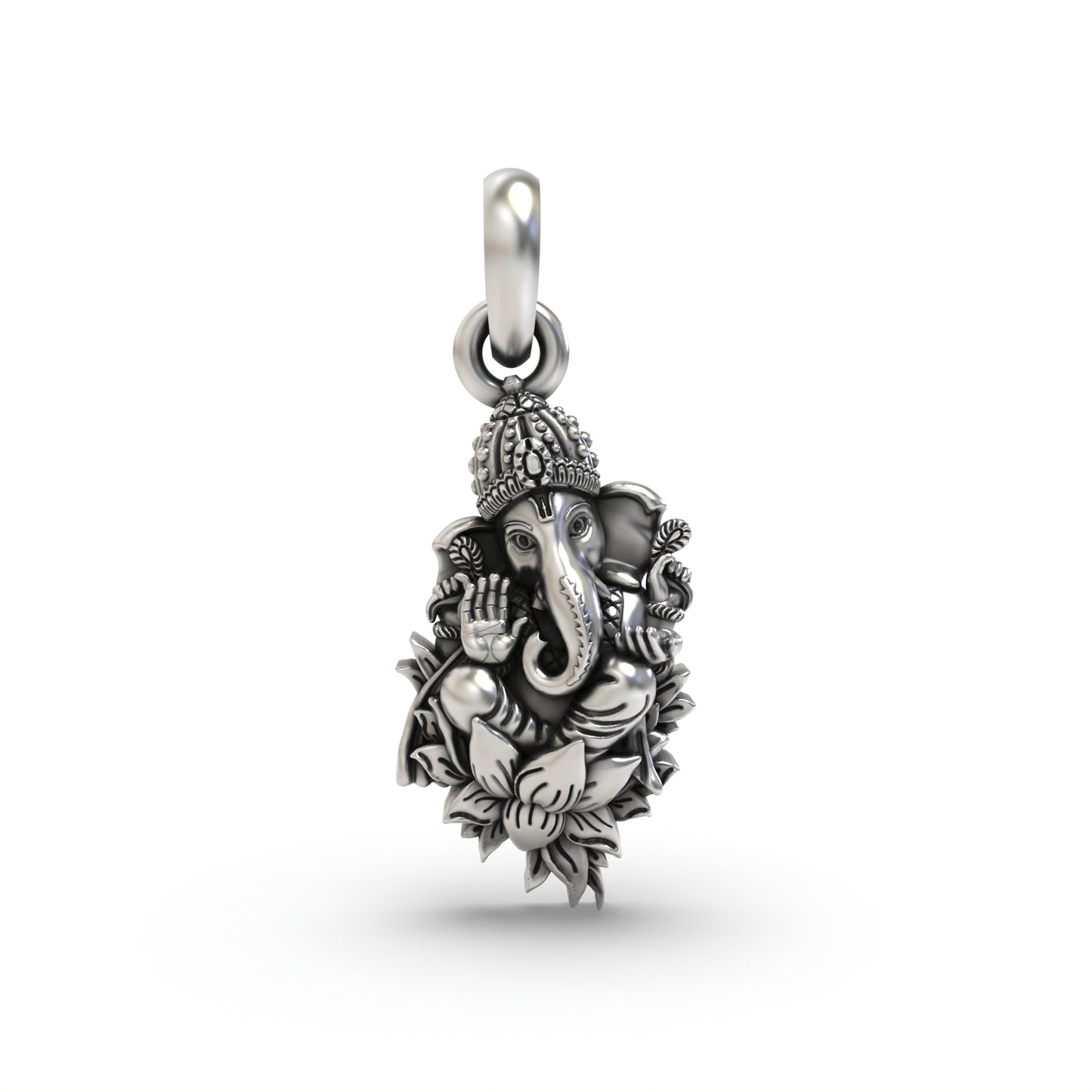 Ganesha Sitting On Lotus Flower Pendant