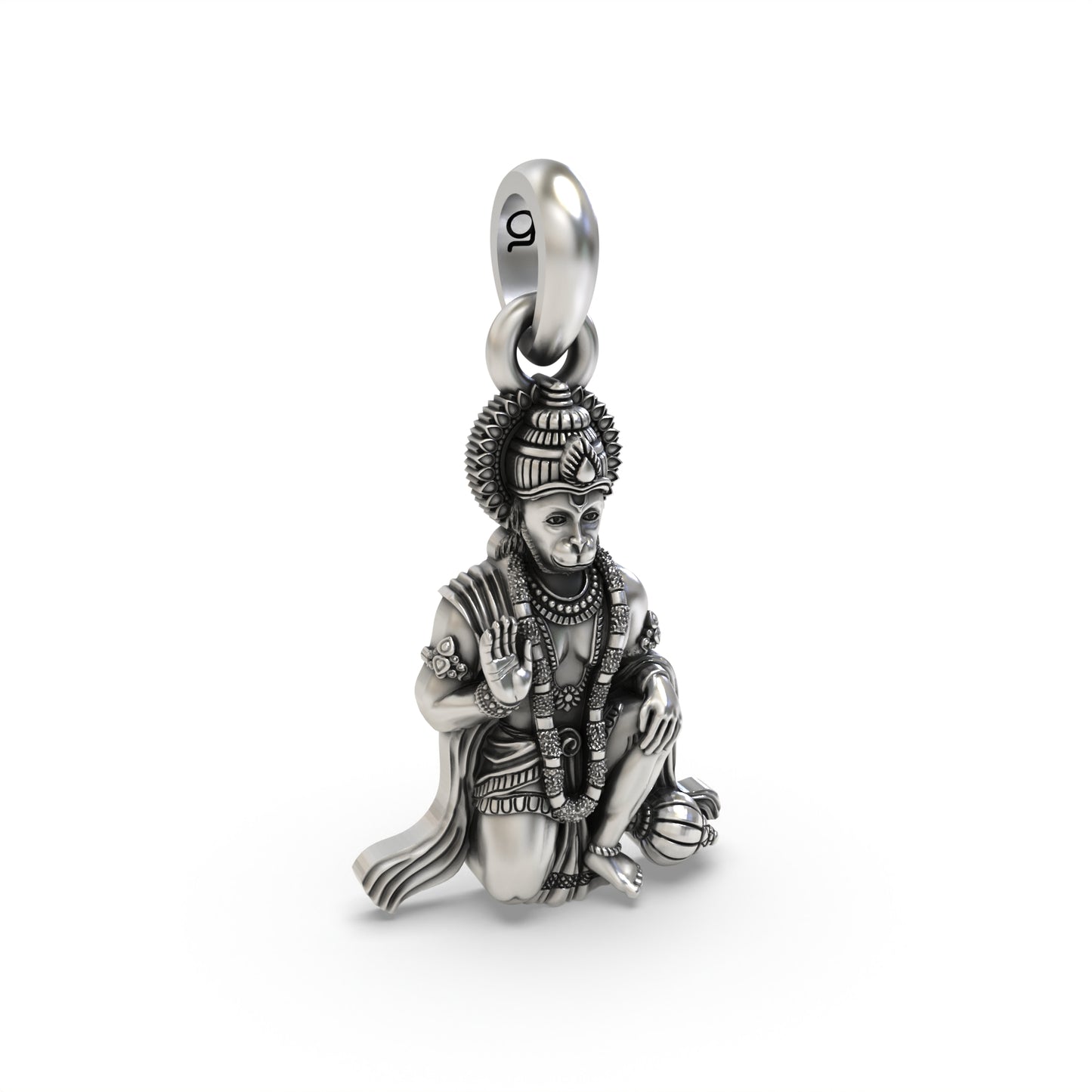 Silver Sitting Hanumanji Pendant