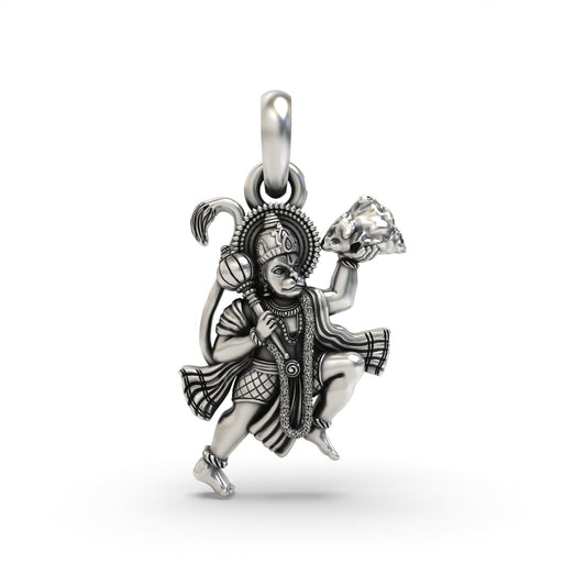 Silver Flying Hanumanji Pendant