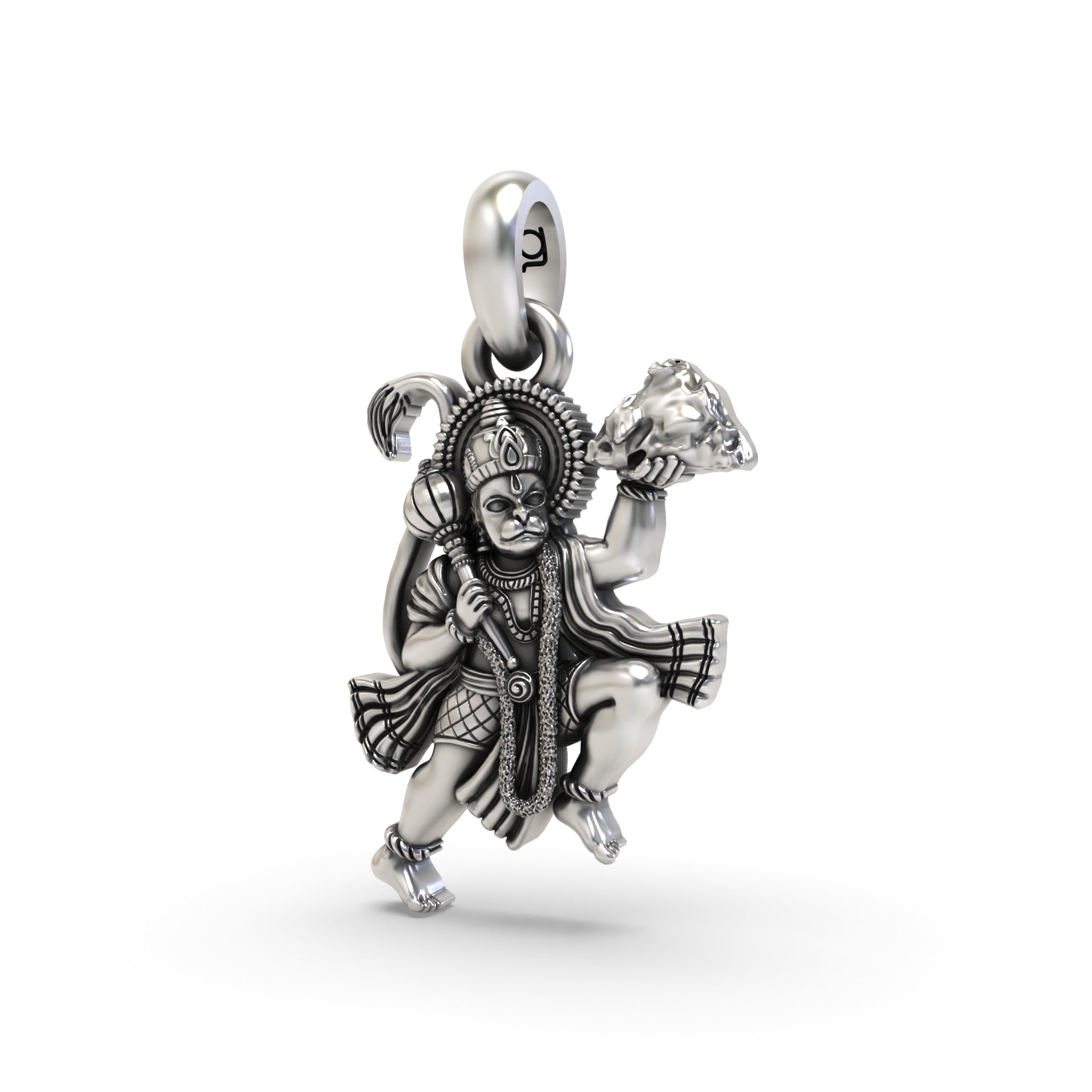 Silver Flying Hanumanji Pendant