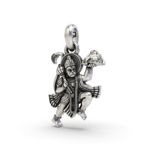 Silver Flying Hanumanji Pendant