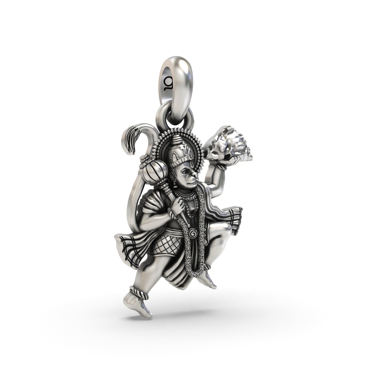 Silver Flying Hanumanji Pendant