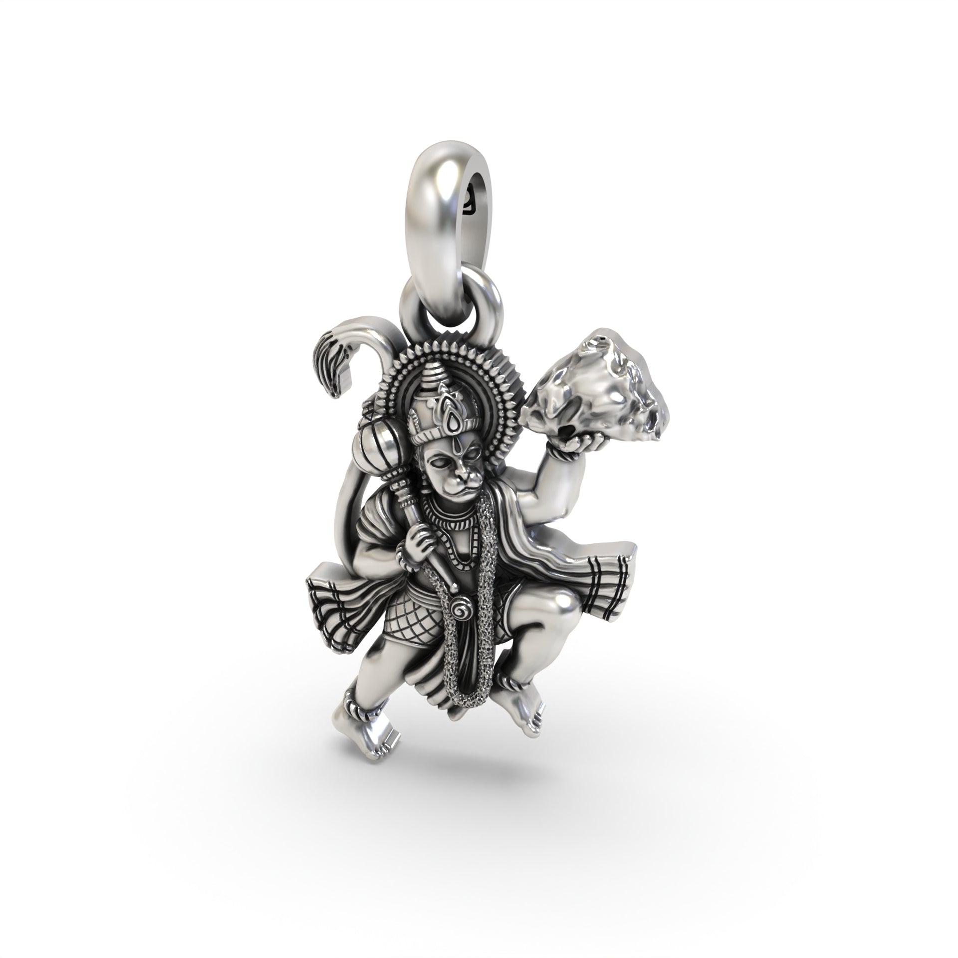 Silver Flying Hanumanji Pendant