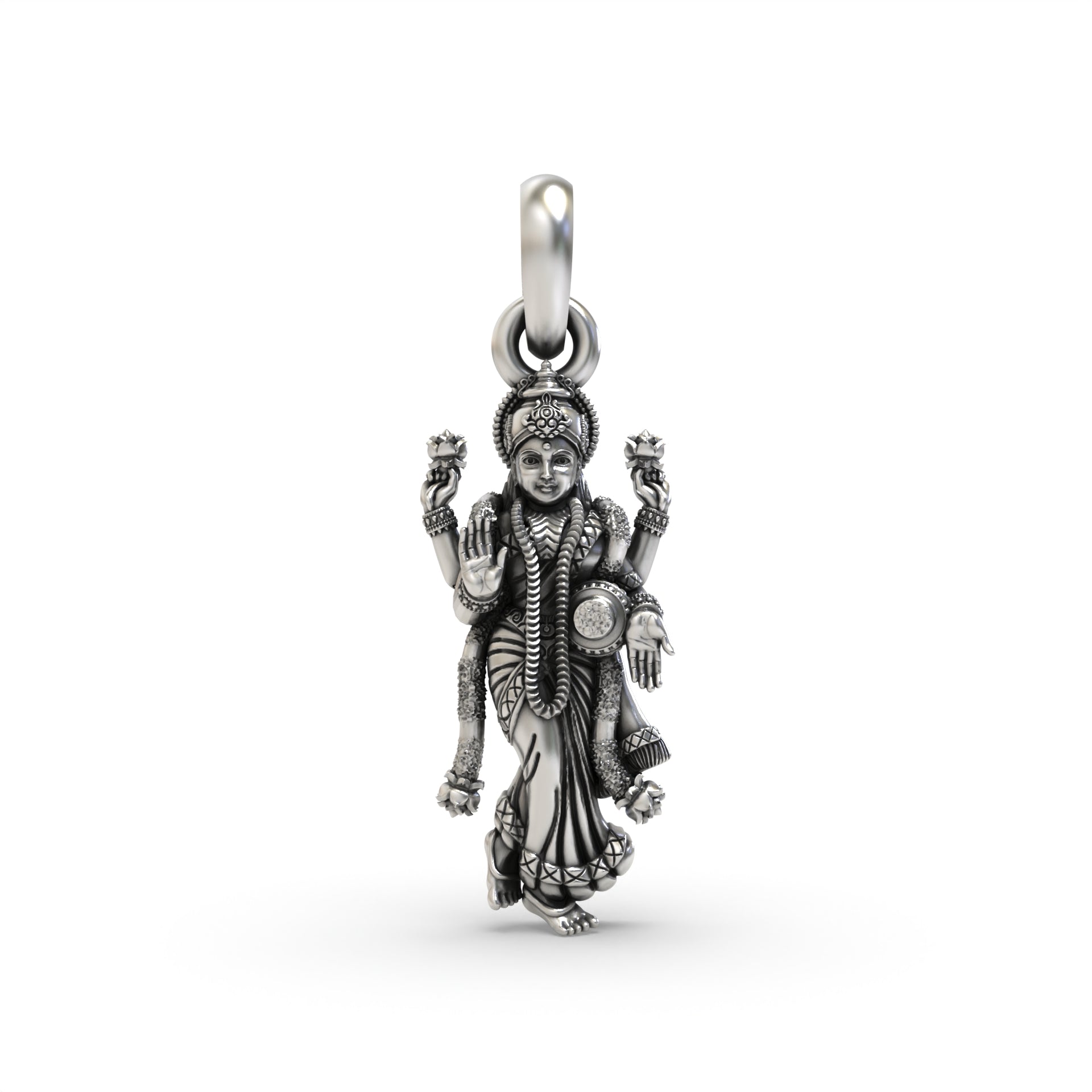 Silver Standing Lakshmi Pendant