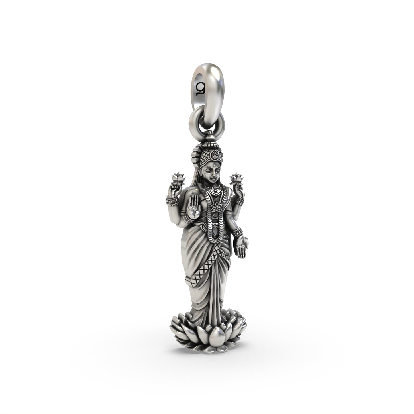 lakshmi standing on lotus Silver Pendant