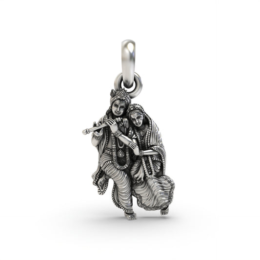 Silver Radha Krishna Pendant