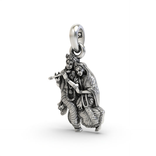 Silver Radha Krishna Pendant